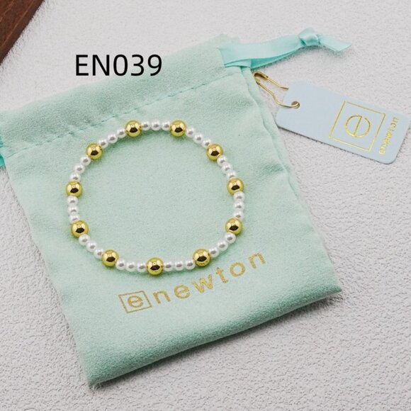 Enewton Gold Bead & White Pearl Bracelet